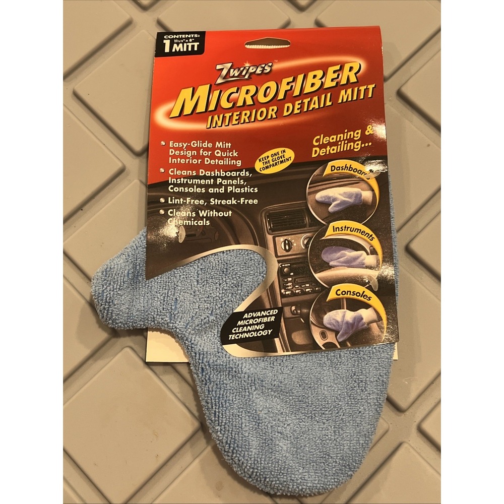 Zwipes Microfiber Interior Detail Mitt Blue Car Auto Cleaning Glove Model 418NEW